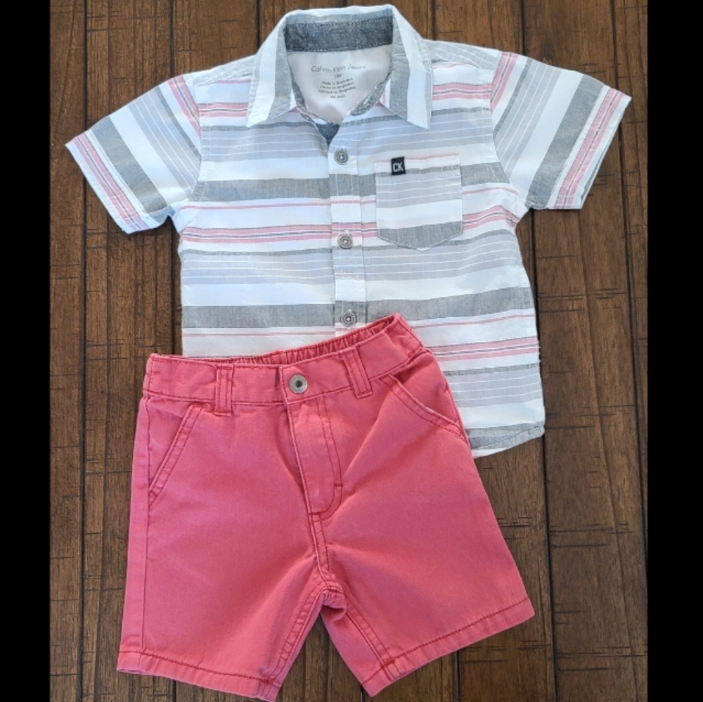Calvin Klein Jeans, Boys Polo and Short Set, 18 Months
